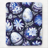 Scandinavian Blue Easter Egg Spring Floral Muismat (Voorkant)