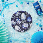 Scandinavian Blue Easter Egg Spring Floral Papieren Bordje (Feest)