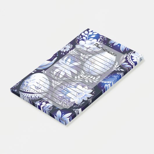 Scandinavian Blue Easter Egg Spring Floral Post-it® Notes (Schuin)