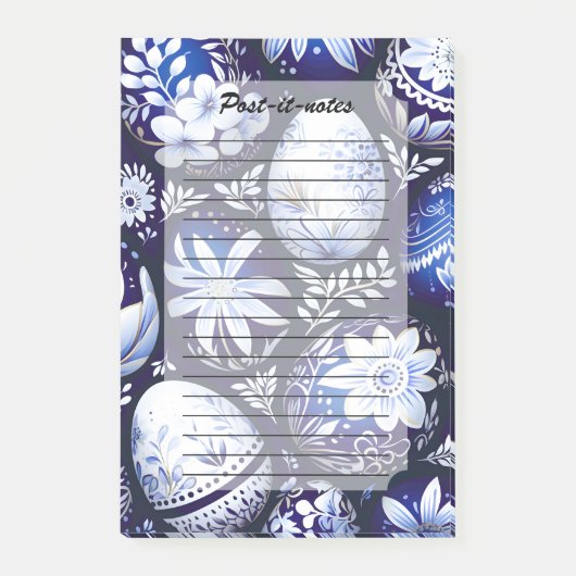 Scandinavian Blue Easter Egg Spring Floral Post-it® Notes (Voorkant)