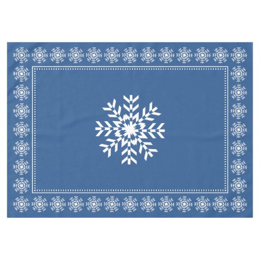 Scandinavian Blue Snowflake Pattern Tafelkleed (Voorkant (Horizontaal))