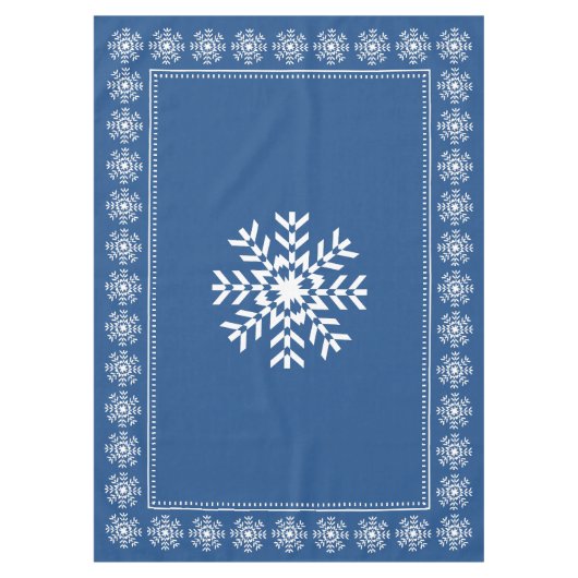 Scandinavian Blue Snowflake Pattern Tafelkleed (Voorkant)