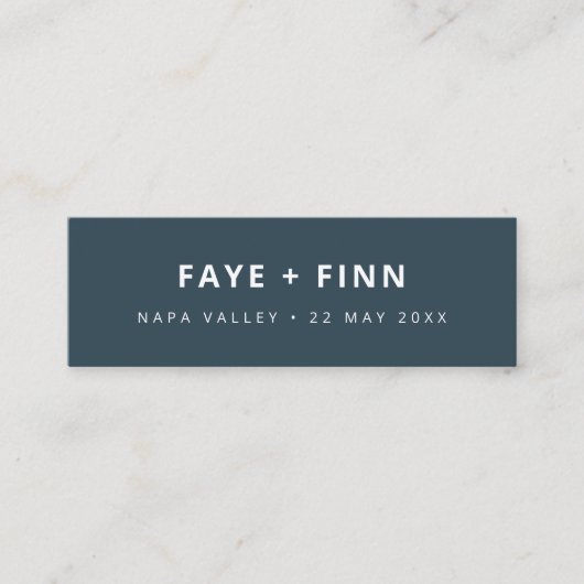 Scandinavian Blue Wedding Favor Mini Bladwijzer Ka Mini Visitekaartje (Voorkant)