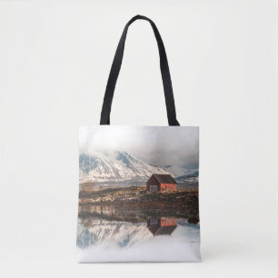 Scandinavian Boat House Landscape Tote Bag