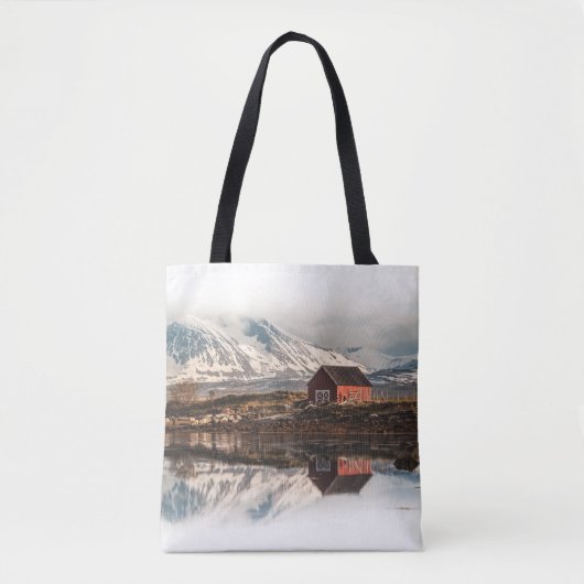 Scandinavian Boat House Landscape Tote Bag (Voorkant)