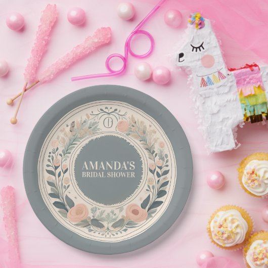 Scandinavian Boho Floral Papieren Bordje (Feest)