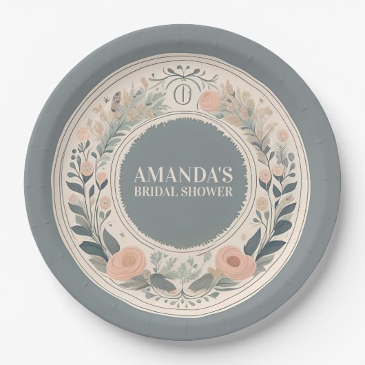 Scandinavian Boho Floral Papieren Bordje (Voorkant)