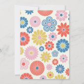 Scandinavian Boho Folk Flower Blue Bat Mitzvah Kaart (Achterkant)