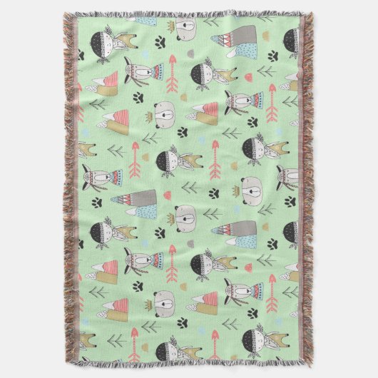 Scandinavian Boho Wilderness Fun Deken (Voorkant Verticaal)