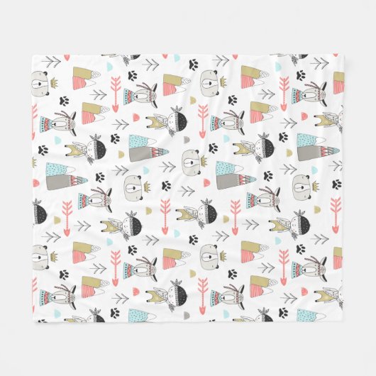 Scandinavian Boho Wilderness Fun Fleece Deken (Voorkant (Horizontaal))