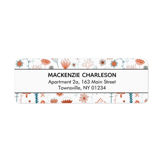 Scandinavian Botanical Flowers Address Etiket (Voorkant)