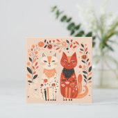 Scandinavian Cat Lover Heart Valentijns Feestdagenkaart (Staand voorkant)