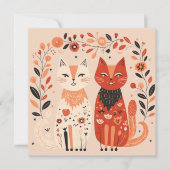 Scandinavian Cat Lover Heart Valentijns Feestdagenkaart (Voorkant)