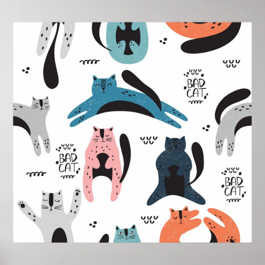 Scandinavian Cats:  textielontwerp. Poster (Voorkant)