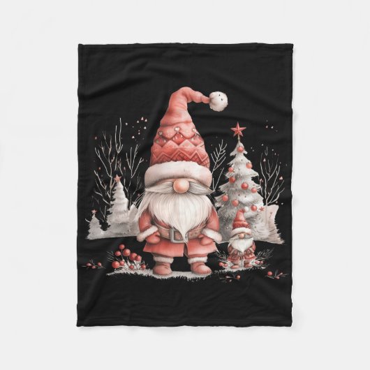 Scandinavian Christmas Gnome Red Berries T Shirt  Fleece Deken (Voorkant)