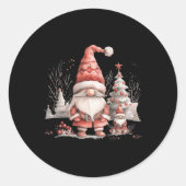 Scandinavian Christmas Gnome Red Berries T Shirt  Ronde Sticker (Voorkant)