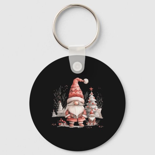 Scandinavian Christmas Gnome Red Berries T Shirt  Sleutelhanger (Voorkant)
