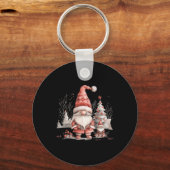 Scandinavian Christmas Gnome Red Berries T Shirt  Sleutelhanger (Voorkant)