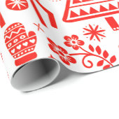 SCANDINAVIAN CHRISTMAS PATROON ROOD EN WITTE CADEAUPAPIER (Rol Hoek)