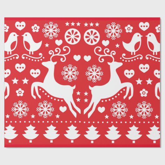 SCANDINAVIAN CHRISTMAS PATTERN GIFT WRAPPING CADEAUPAPIER (Vlak)