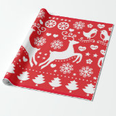 SCANDINAVIAN CHRISTMAS PATTERN GIFT WRAPPING CADEAUPAPIER (Uitgerold)