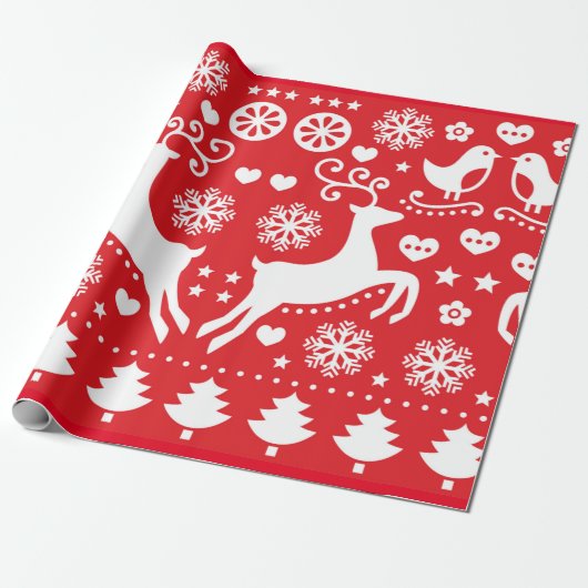 SCANDINAVIAN CHRISTMAS PATTERN GIFT WRAPPING CADEAUPAPIER (Uitgerold)