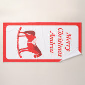Scandinavian Christmas Rocking Horse Aangepaste na Badhanddoek (Badhanddoek)