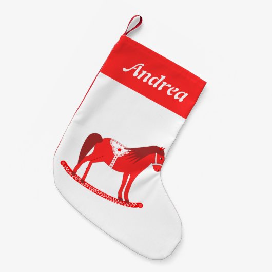 Scandinavian Christmas Rocking Horse Aangepaste na Kleine Kerstsok (Voorkant (Hangend))