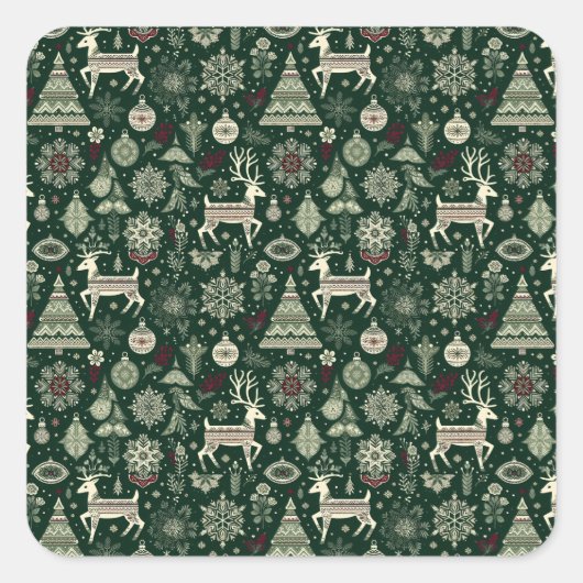 Scandinavian Christmas Time Vierkante Sticker (Voorkant)