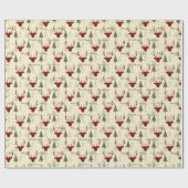 Scandinavian Christmas Tree Reindeer Pattern Cadeaupapier (Vlak)