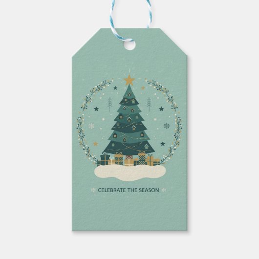 Scandinavian Christmas Tree with Gifts Cadeaulabel (Voorkant)