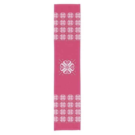 Scandinavian Crimson Red Holiday Table Runner Korte Tafelloper (Voorkant)
