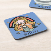 Scandinavian Cute Mermaid Personalized Girl Bier Onderzetter (Linkerzijde)