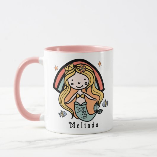 Scandinavian Cute Mermaid Personalized Girl Mok (Links)