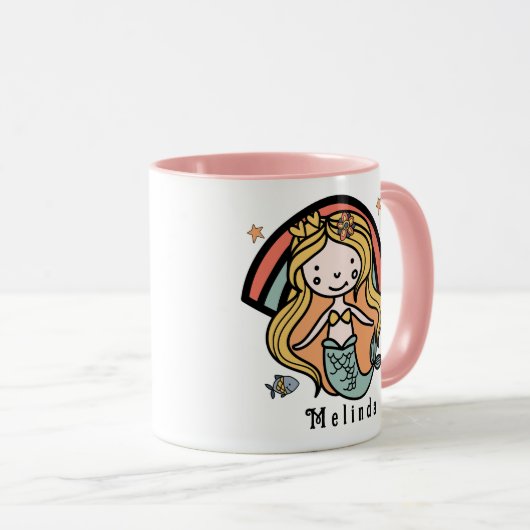 Scandinavian Cute Mermaid Personalized Girl Mok (Voorkant rechts)