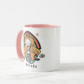 Scandinavian Cute Mermaid Personalized Girl Mok (Voorkant links)