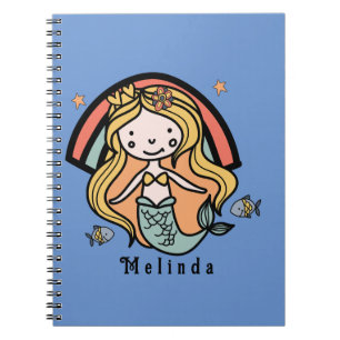 Scandinavian Cute Mermaid Personalized Girl Notitieboek