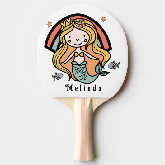 Scandinavian Cute Mermaid Personalized Girl Tafeltennisbatje (Voorkant)