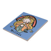 Scandinavian Cute Mermaid Personalized Girl Tegeltje (Zijkant)