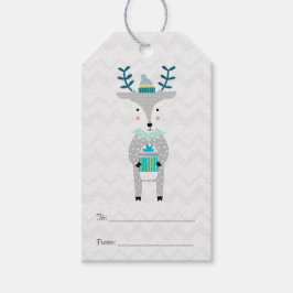 Scandinavian Cute Reindeer Merry Kerstmis Cadeaulabel