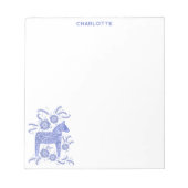 Scandinavian Dala Horse Blue, op maat gesneden Notitieblok (Voorkant)