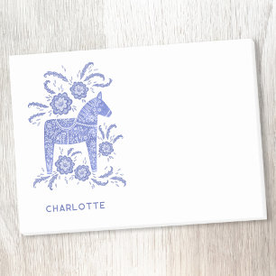 Scandinavian Dala Horse Blue, op maat gesneden Post-it® Notes