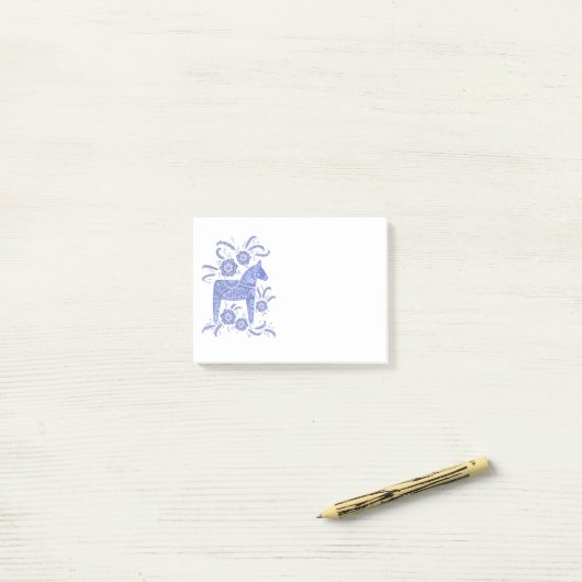 Scandinavian Dala Horse Blue Post-it® Notes (Op bureau)