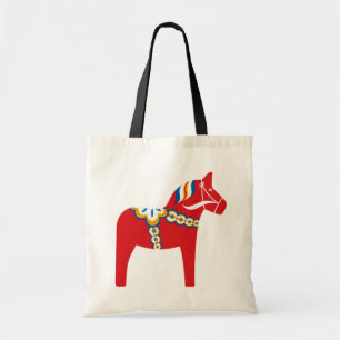 Scandinavian dala horse canvas tas