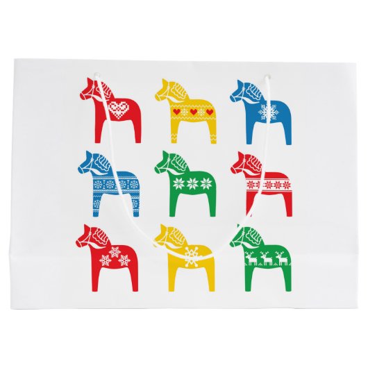 SCANDINAVIAN DALA HORSE GIFT BAG  GROOT CADEAUZAKJE (Achterkant)