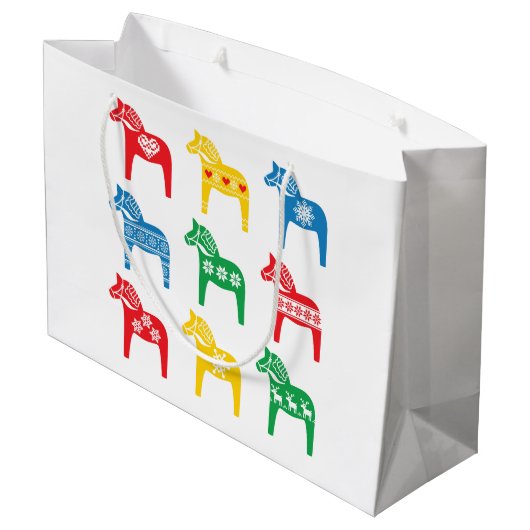 SCANDINAVIAN DALA HORSE GIFT BAG  GROOT CADEAUZAKJE (Achterkant Gekanteld)