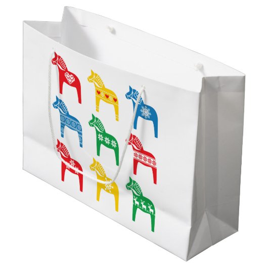 SCANDINAVIAN DALA HORSE GIFT BAG  GROOT CADEAUZAKJE (Voorkant Gekanteld)