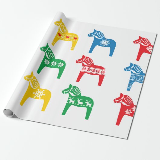 SCANDINAVIAN DALA HORSE GIFT WRAPPING CADEAUPAPIER (Uitgerold)