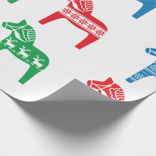 SCANDINAVIAN DALA HORSE GIFT WRAPPING CADEAUPAPIER (Hoek)
