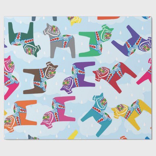 SCANDINAVIAN DALA HORSE Wrapping Paper Cadeaupapier (Vlak)